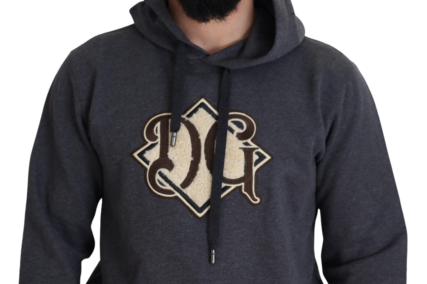 Dolce &amp; Gabbana Graues Logo-Sweatshirt aus Baumwolle mit Kapuze