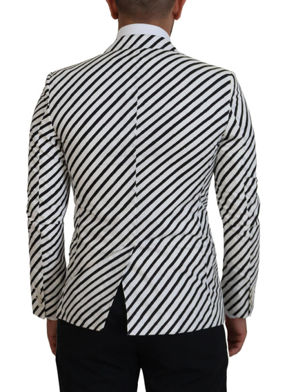 Dolce &amp; Gabbana – Weiß-schwarz gestreifter Slim-Fit-Jackenblazer