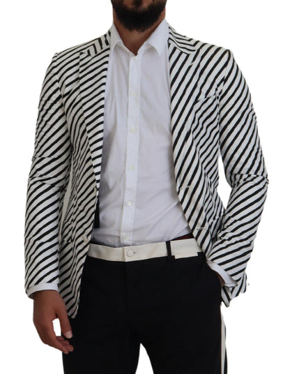 Dolce &amp; Gabbana – Weiß-schwarz gestreifter Slim-Fit-Jackenblazer