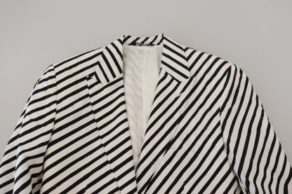 Dolce &amp; Gabbana – Weiß-schwarz gestreifter Slim-Fit-Jackenblazer