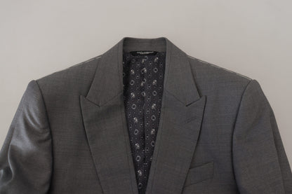 Dolce &amp; Gabbana – Slim Fit-Jackenblazer aus grauer Wolle und Seide
