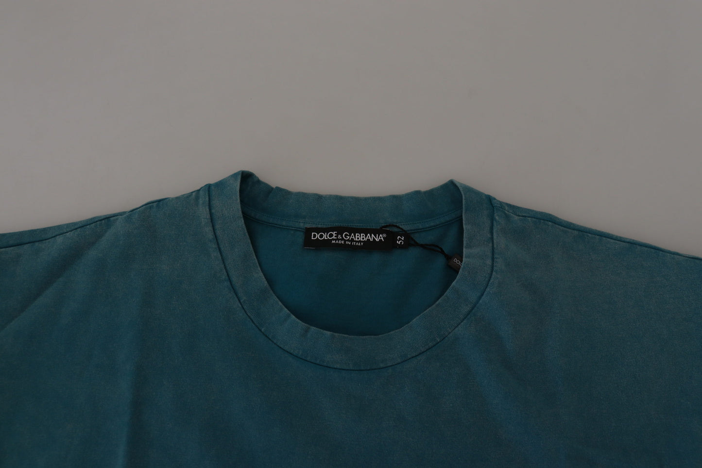 Dolce &amp; Gabbana – Blaues Baumwoll-T-Shirt mit Rundhalsausschnitt und Logo-Print