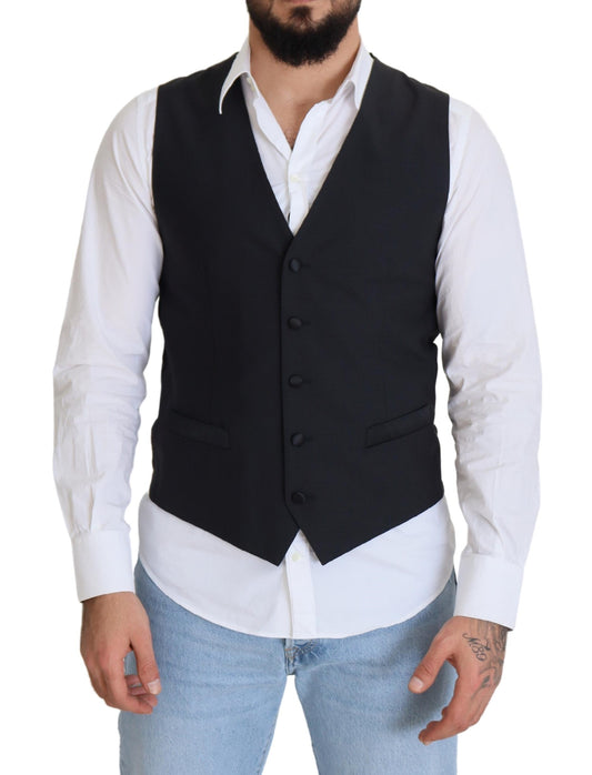 Dolce &amp; Gabbana – Schwarze Weste aus Wollstretch