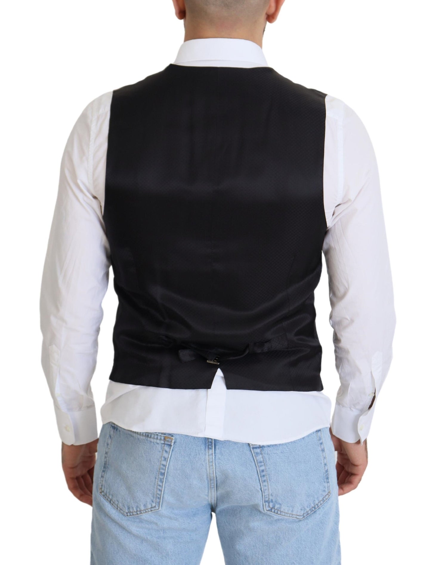 Dolce &amp; Gabbana – Schwarze Weste aus Wollstretch