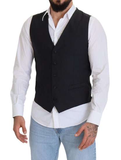Dolce &amp; Gabbana – Schwarze Weste aus Wollstretch