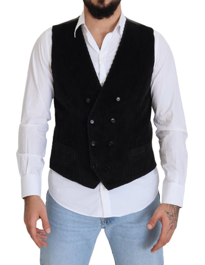 Dolce &amp; Gabbana – Schwarze, zweireihige Weste aus Baumwolle