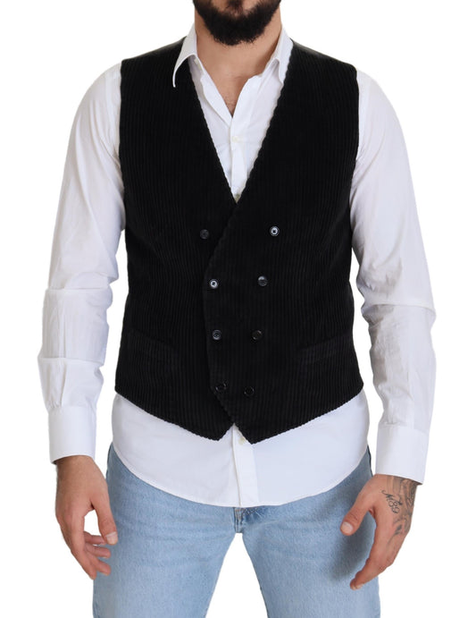 Dolce &amp; Gabbana – Schwarze, zweireihige Weste aus Baumwolle