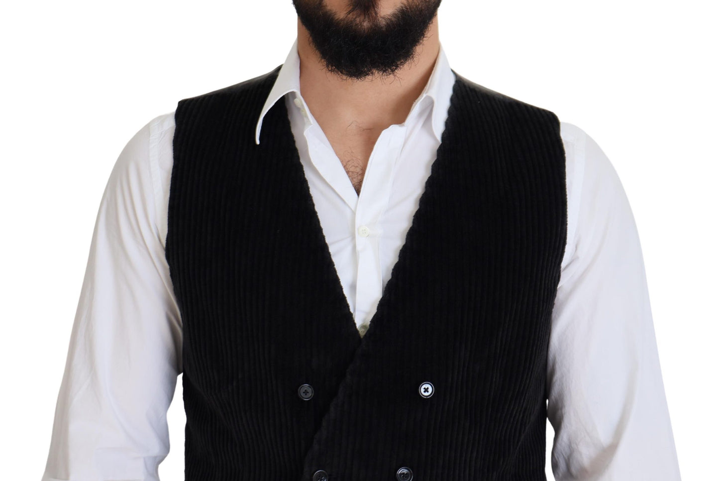 Dolce &amp; Gabbana – Schwarze, zweireihige Weste aus Baumwolle