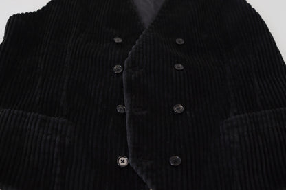 Dolce &amp; Gabbana – Schwarze, zweireihige Weste aus Baumwolle