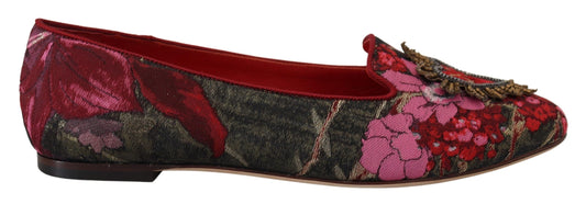 Dolce &amp; Gabbana – Slipper mit mehrfarbigem Jacquard-Aufnäher „Sacred Heart“