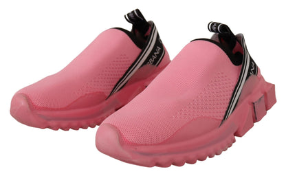 Dolce &amp; Gabbana – Rosafarbene, niedrige Slip-On-Sneaker in Sorrento-Optik