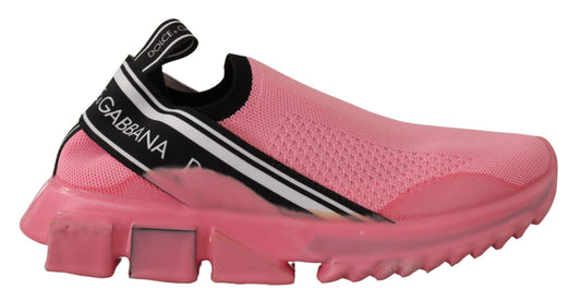 Dolce &amp; Gabbana – Rosafarbene, niedrige Slip-On-Sneaker in Sorrento-Optik