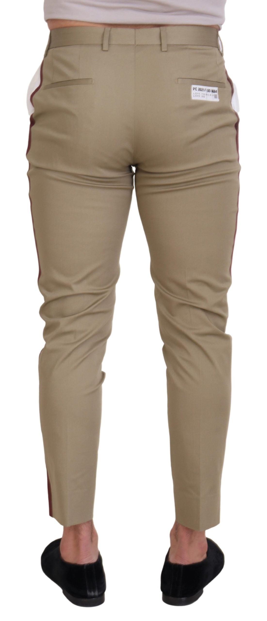 Dolce &amp; Gabbana – Slim Fit-Chinohose in Weiß und Braun