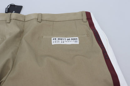 Dolce &amp; Gabbana – Slim Fit-Chinohose in Weiß und Braun