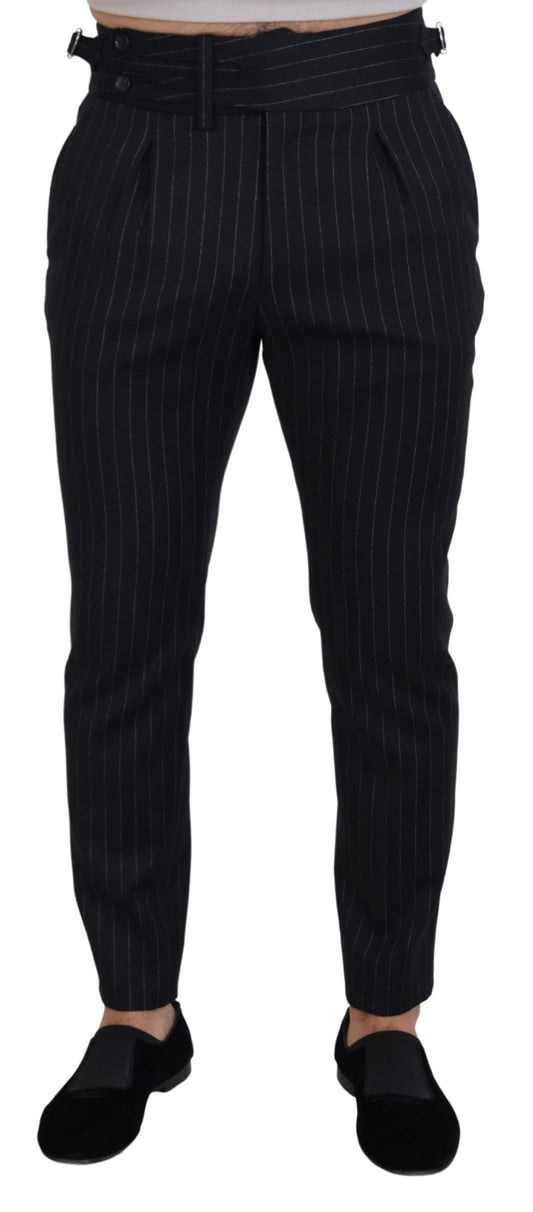 Dolce &amp; Gabbana – Schwarze Chinohose aus Wolle mit Streifen
