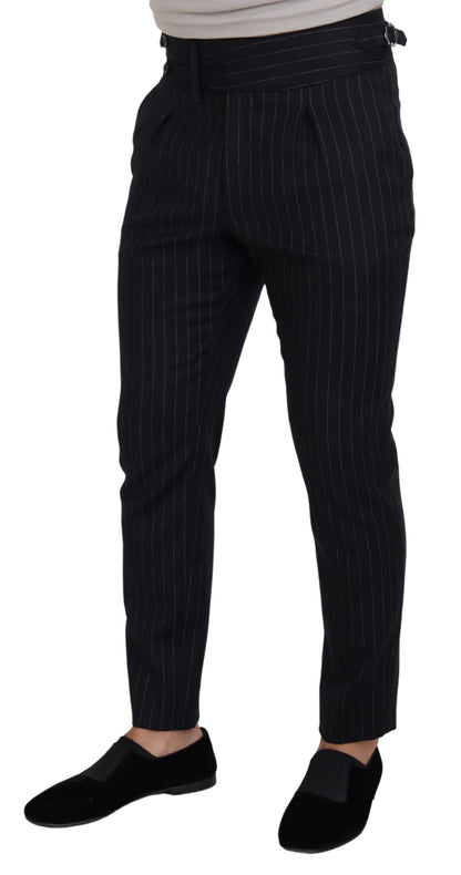 Dolce &amp; Gabbana – Schwarze Chinohose aus Wolle mit Streifen