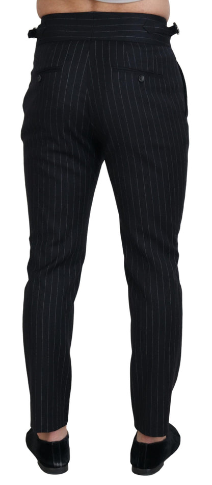 Dolce &amp; Gabbana – Schwarze Chinohose aus Wolle mit Streifen