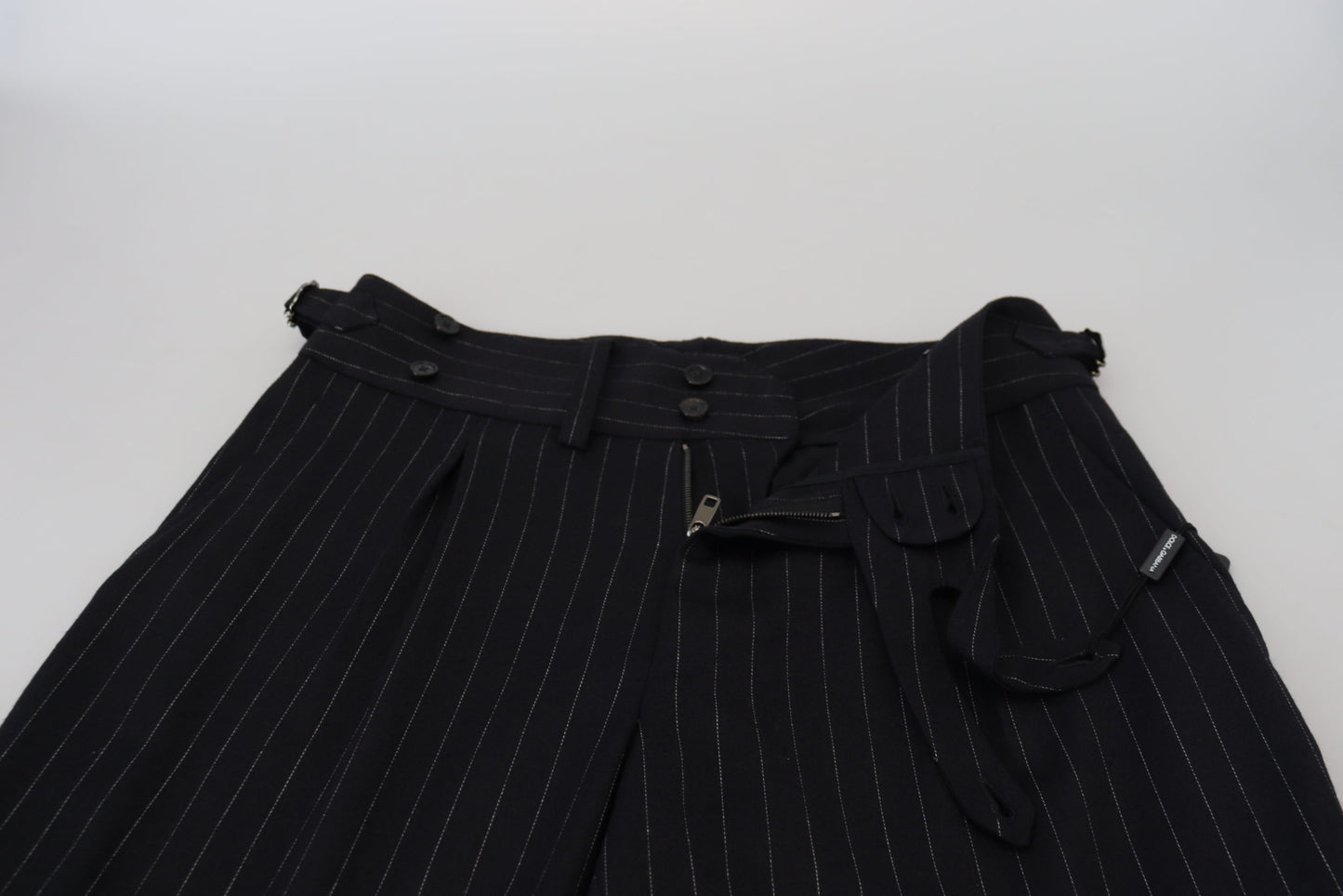 Dolce &amp; Gabbana – Schwarze Chinohose aus Wolle mit Streifen