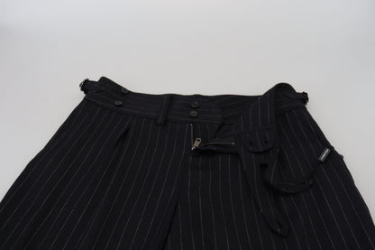 Dolce &amp; Gabbana – Schwarze Chinohose aus Wolle mit Streifen