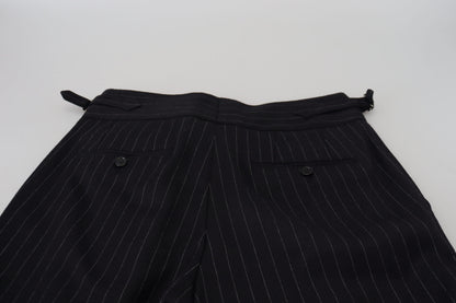 Dolce &amp; Gabbana – Schwarze Chinohose aus Wolle mit Streifen