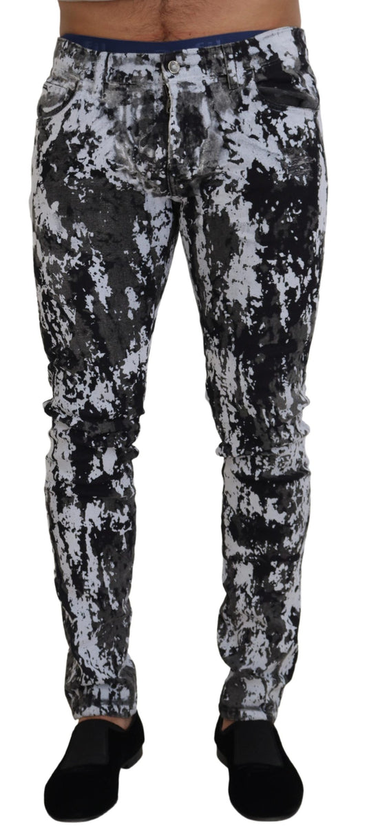 Dolce &amp; Gabbana – Mehrfarbige Skinny-Jeans aus Baumwolle mit Batikmuster