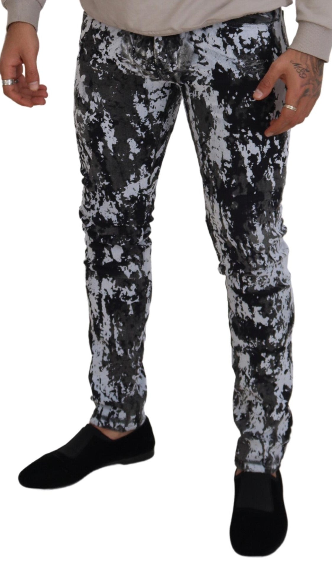 Dolce &amp; Gabbana – Mehrfarbige Skinny-Jeans aus Baumwolle mit Batikmuster