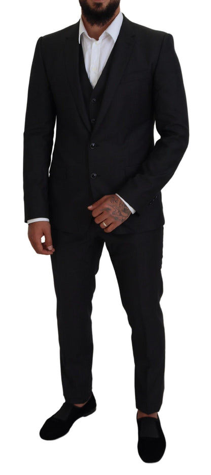 Dolce &amp; Gabbana Gray MARTINI 3 Piece Slim Fit Suit
