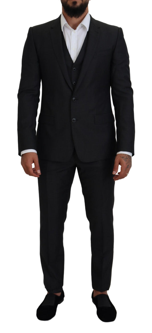 Dolce &amp; Gabbana Gray MARTINI 3 Piece Slim Fit Suit