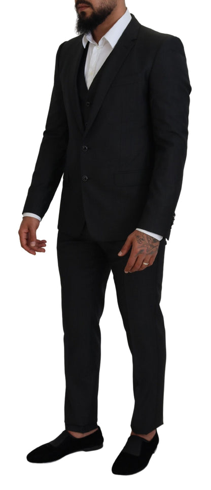 Dolce &amp; Gabbana Gray MARTINI 3 Piece Slim Fit Suit