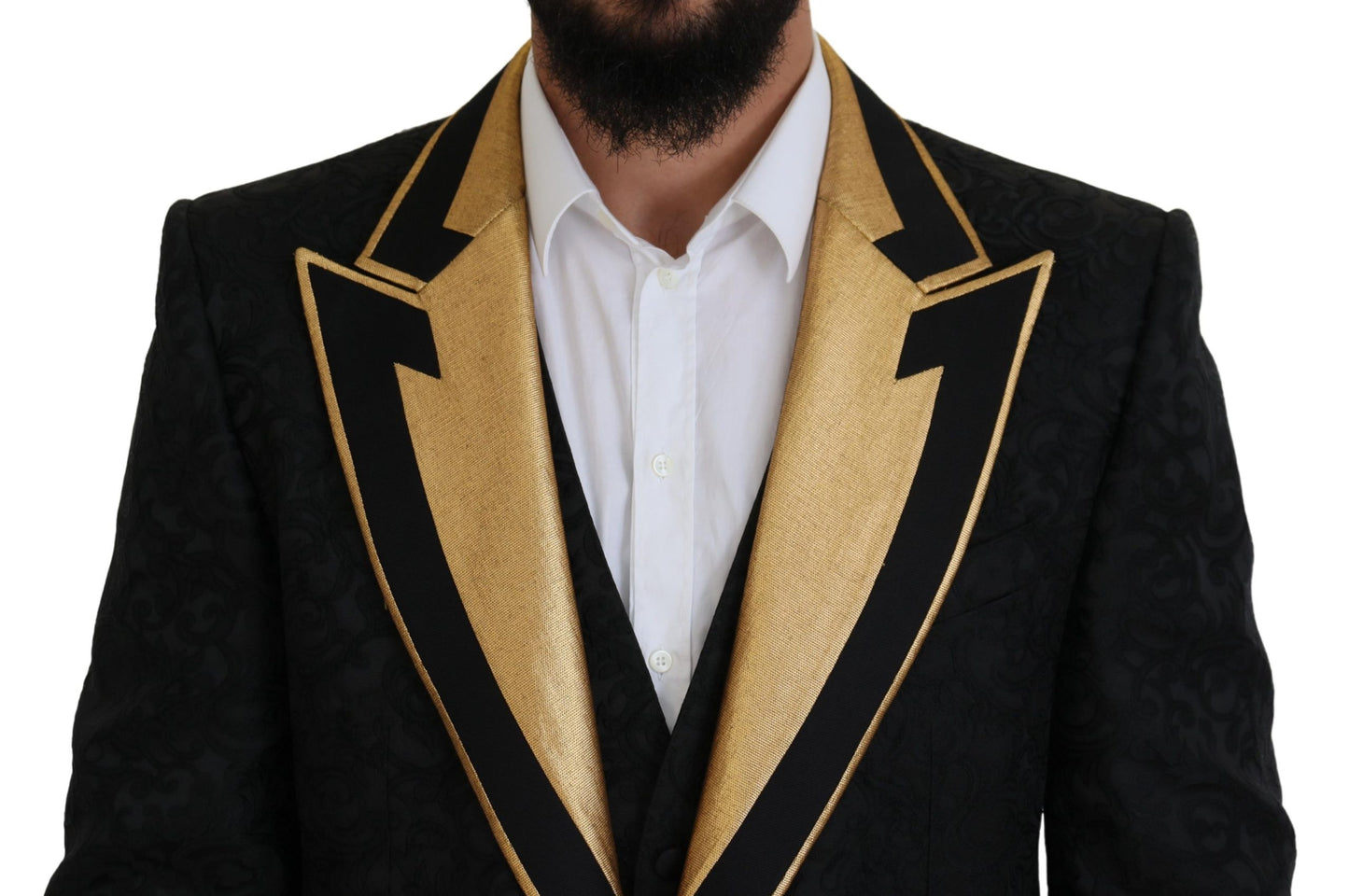 Dolce &amp; Gabbana Black Gold Fantasy Tuxedo Slim Fit Suit