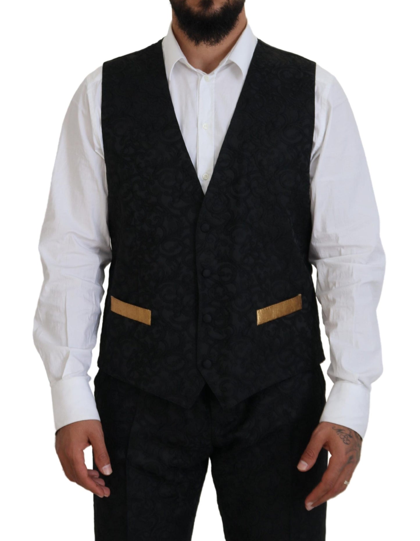 Dolce &amp; Gabbana Black Gold Fantasy Tuxedo Slim Fit Suit