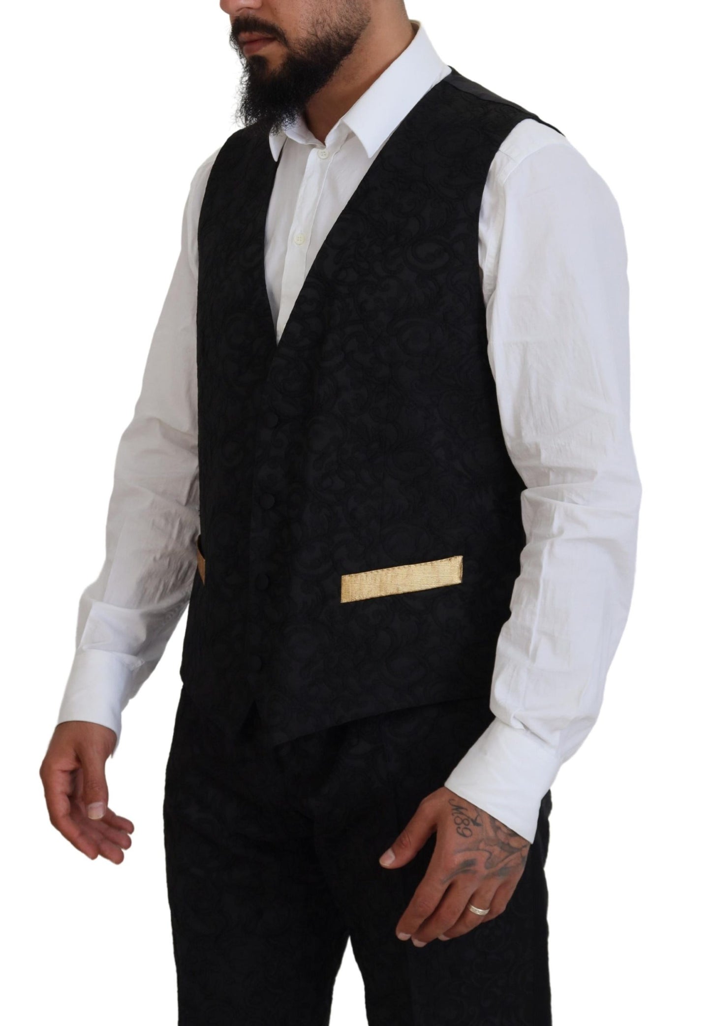 Dolce &amp; Gabbana Black Gold Fantasy Tuxedo Slim Fit Suit