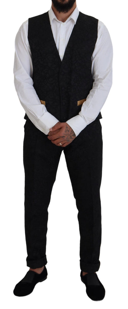 Dolce &amp; Gabbana Black Gold Fantasy Tuxedo Slim Fit Suit