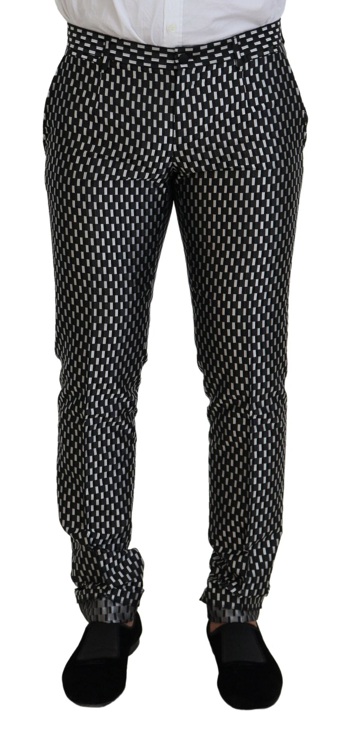Dolce &amp; Gabbana Black White Silk MARTINI Slim Fit Suit