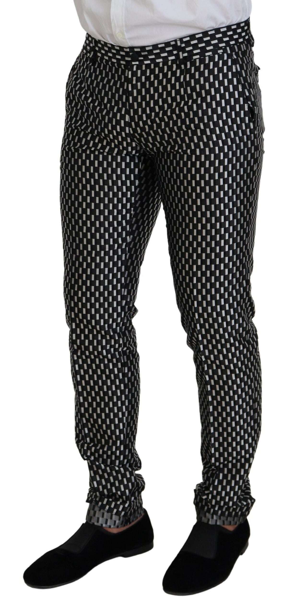 Dolce &amp; Gabbana Black White Silk MARTINI Slim Fit Suit