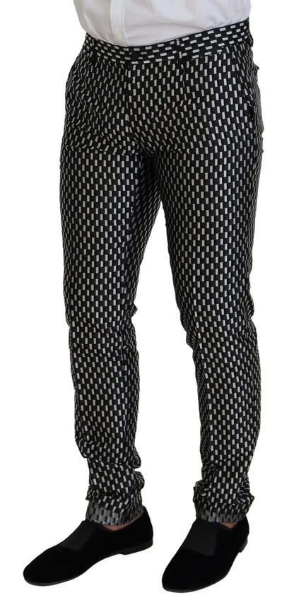 Dolce &amp; Gabbana Black White Silk MARTINI Slim Fit Suit