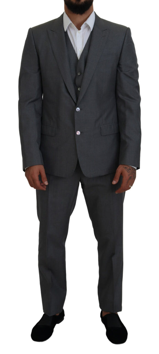 Dolce &amp; Gabbana Gray MARTINI 3 Piece Slim Fit Suit