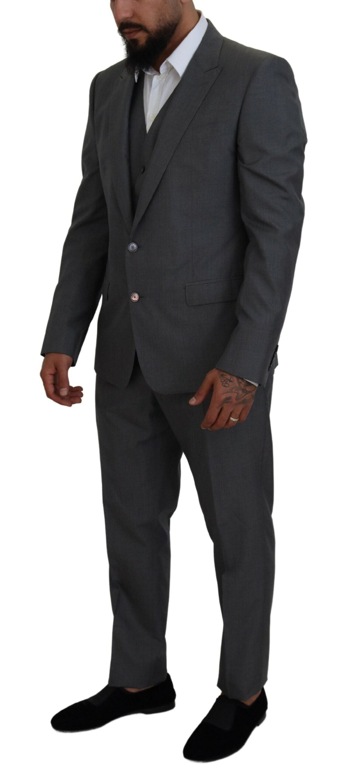 Dolce &amp; Gabbana Gray MARTINI 3 Piece Slim Fit Suit