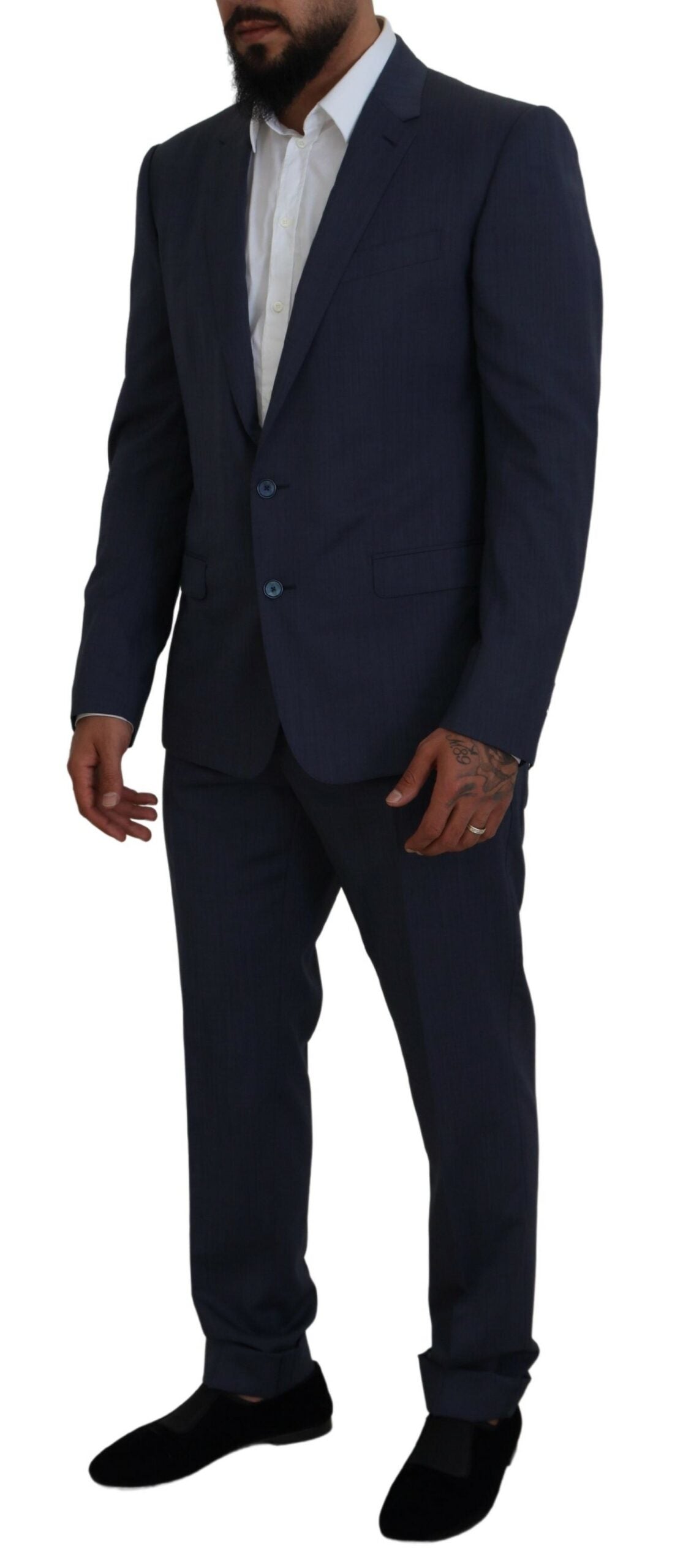 Dolce &amp; Gabbana Blue Wool MARTINI 2 Piece Slim Fit Suit