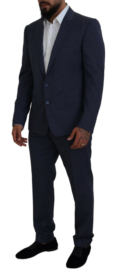 Dolce &amp; Gabbana Blue Wool MARTINI 2 Piece Slim Fit Suit