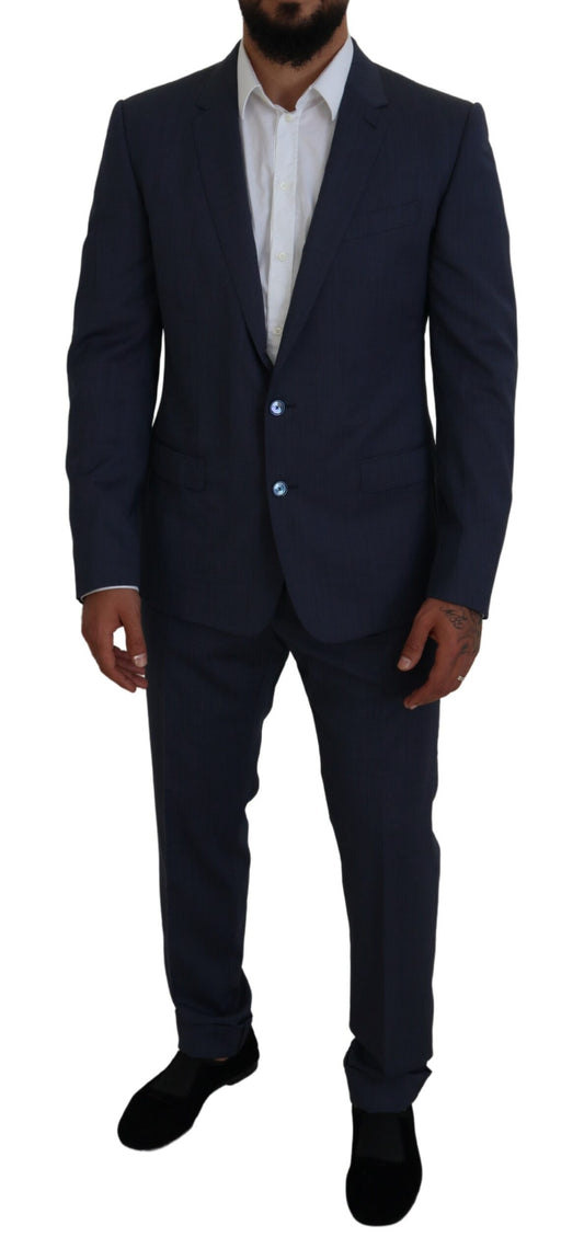 Dolce &amp; Gabbana Blue Wool MARTINI 2 Piece Slim Fit Suit