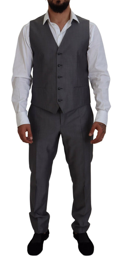 Dolce &amp; Gabbana Gray SICILIA 3 Piece Slim Fit Suit