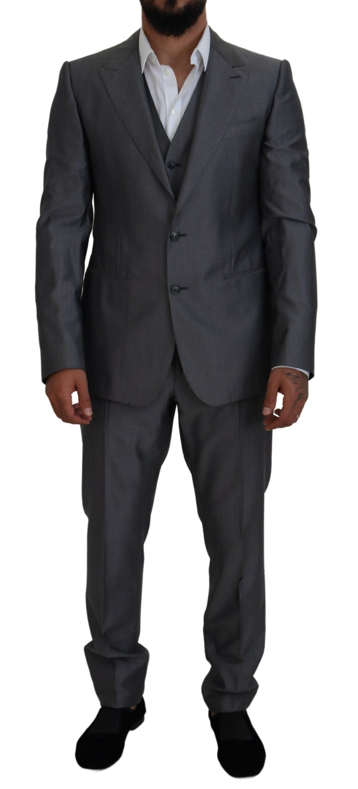 Dolce &amp; Gabbana Gray SICILIA 3 Piece Slim Fit Suit