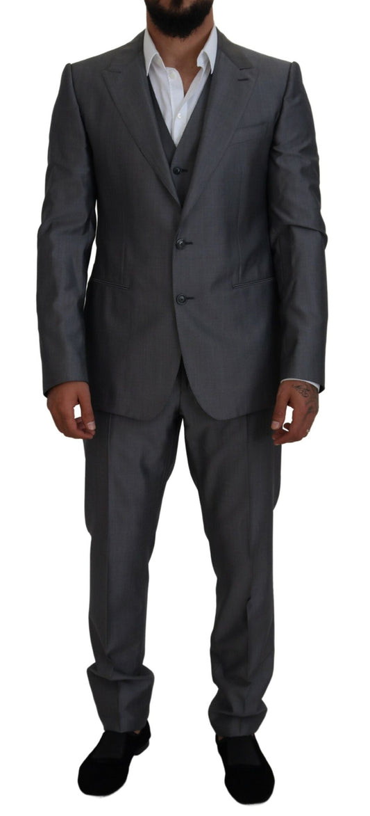 Dolce &amp; Gabbana Gray SICILIA 3 Piece Slim Fit Suit