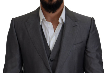 Dolce &amp; Gabbana Gray SICILIA 3 Piece Slim Fit Suit