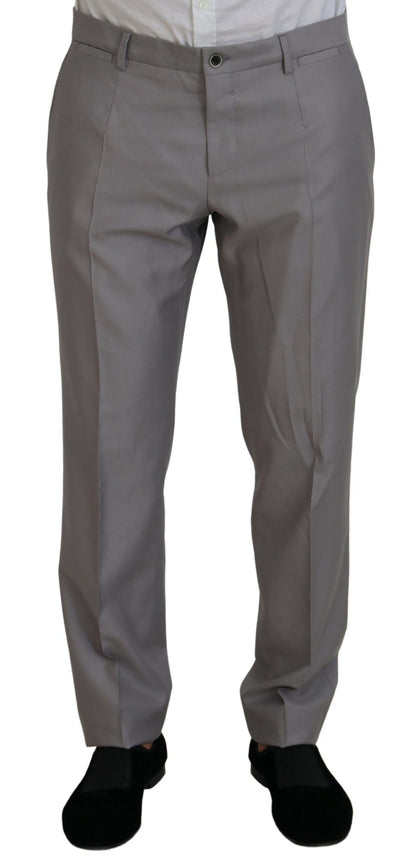 Dolce &amp; Gabbana Silver Wool Silk 3 Piece Slim Fit Suit