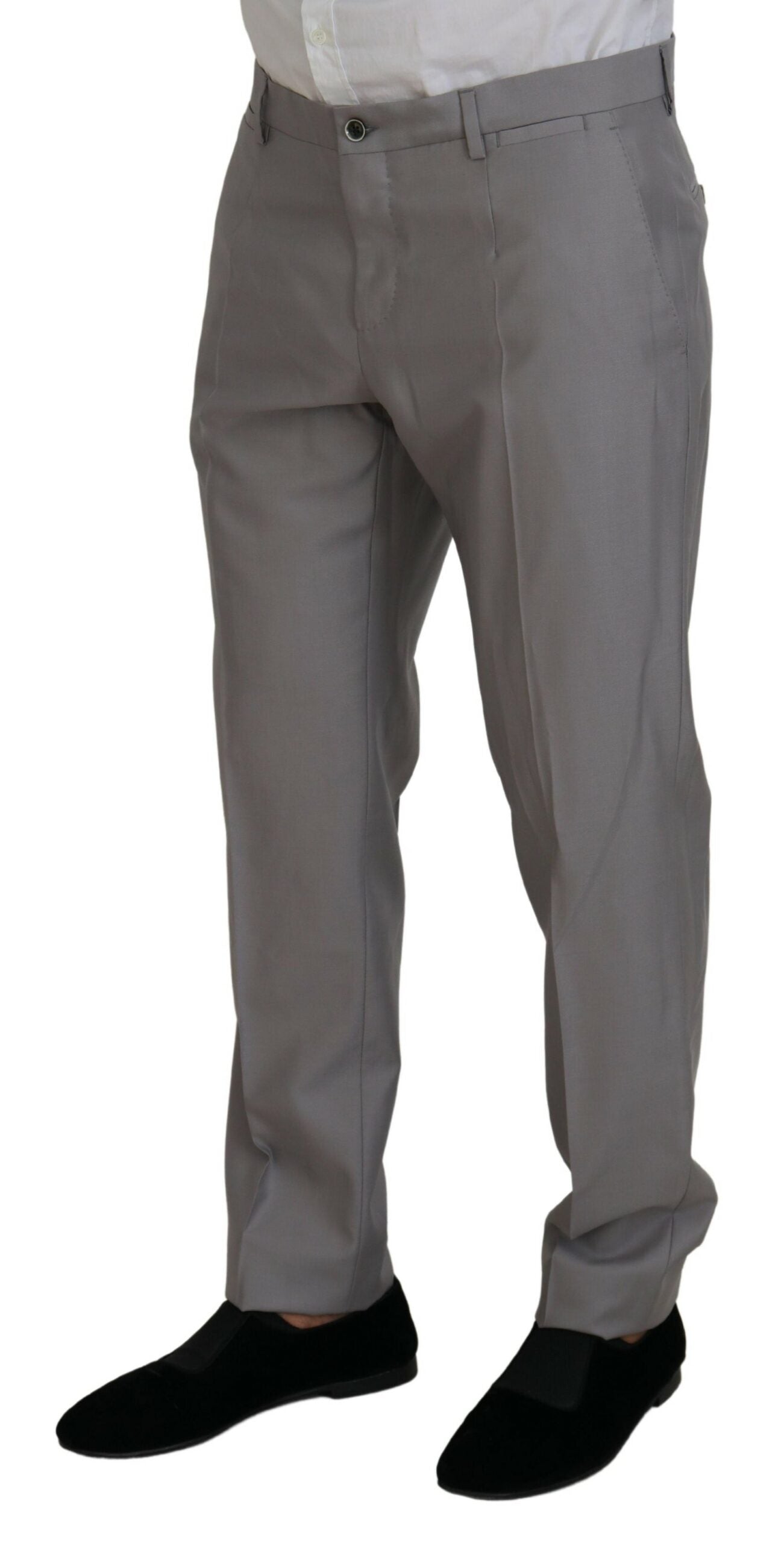 Dolce &amp; Gabbana Silver Wool Silk 3 Piece Slim Fit Suit