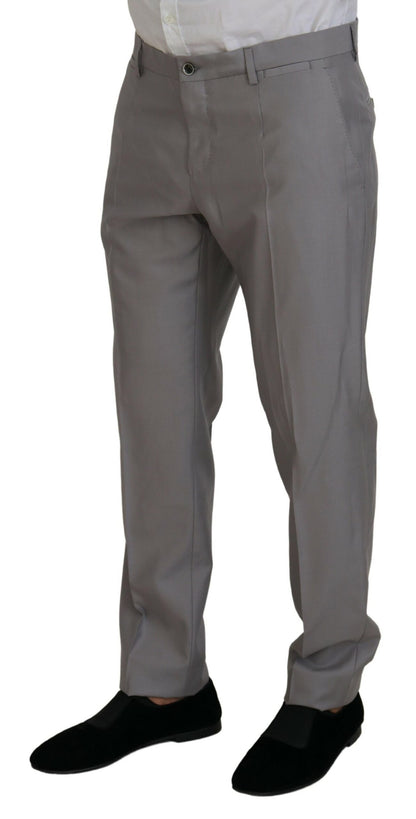 Dolce &amp; Gabbana Silver Wool Silk 3 Piece Slim Fit Suit
