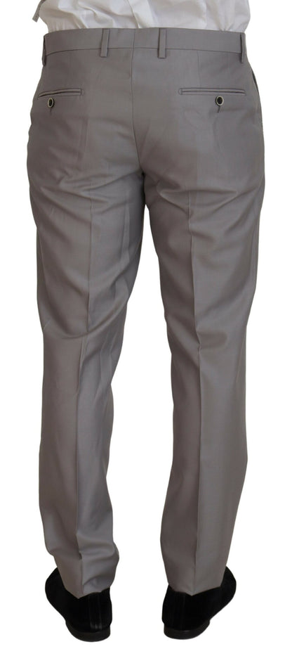 Dolce &amp; Gabbana Silver Wool Silk 3 Piece Slim Fit Suit