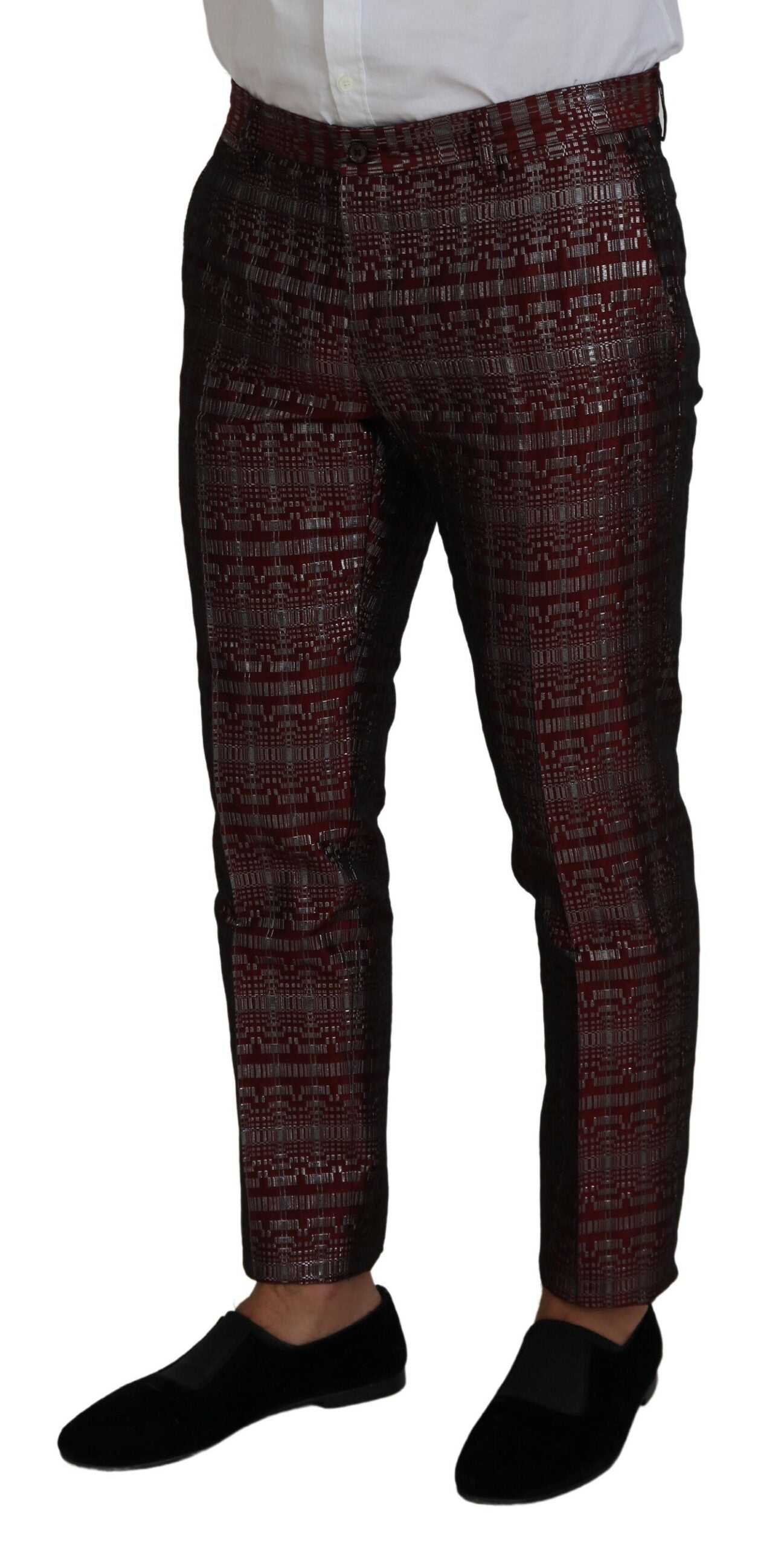 Dolce &amp; Gabbana Bordeaux Silver GOLD Slim Fit Suit